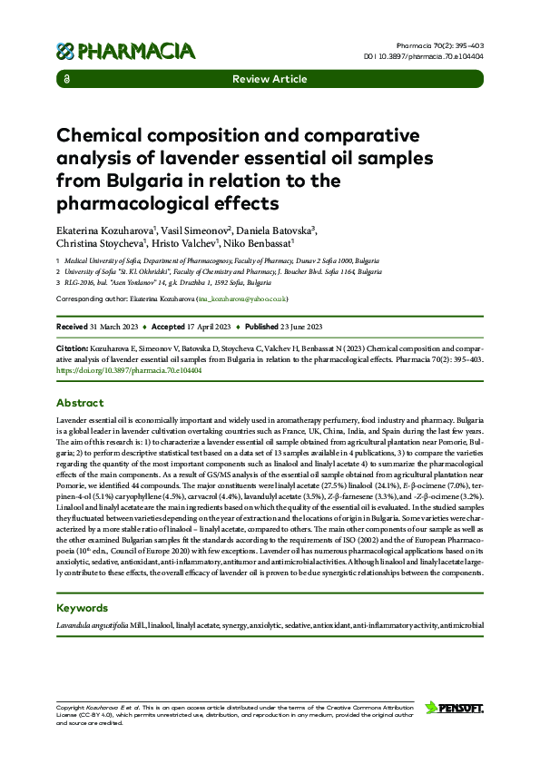 (PDF) ﻿Chemical composition and comparative analysis of lavender ...