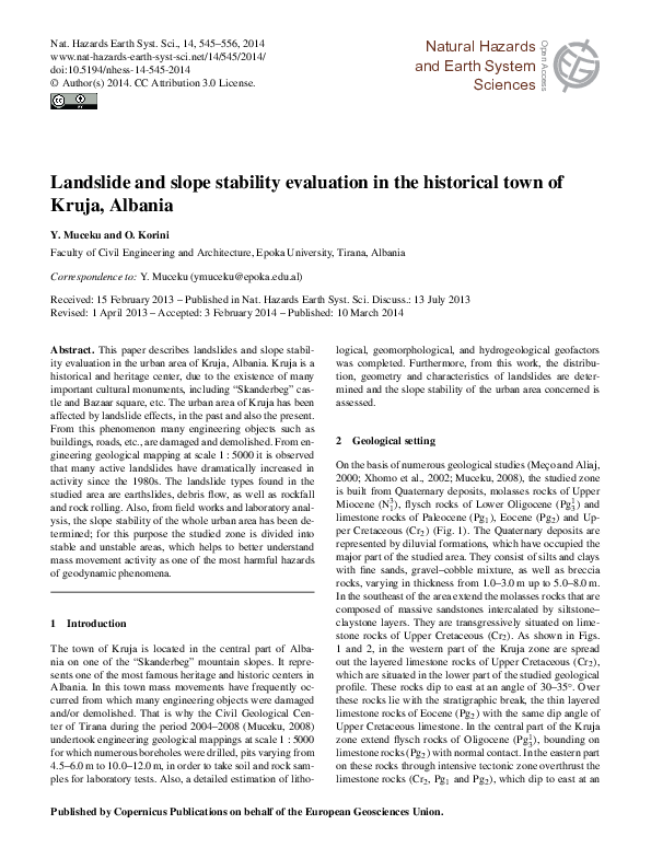 (PDF) Landslide and slope stability evaluation in the historical town ...