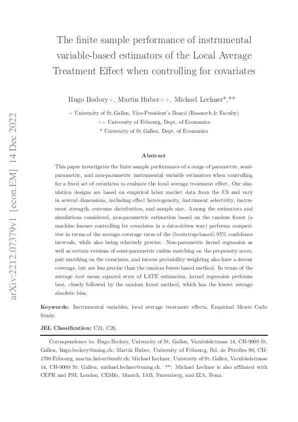 (PDF) The finite sample performance of instrumental variable-based ...