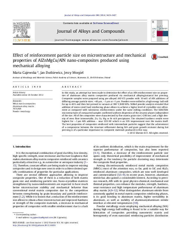 (PDF) Effect of reinforcement particle size on microstructure and ...