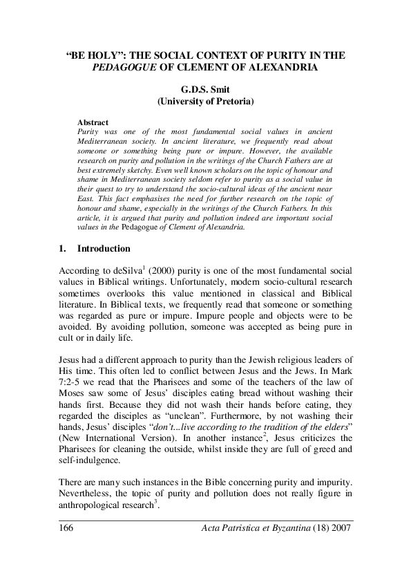 (PDF) “Be Holy”: The Social Context of Purity in the Pedagogue of ...