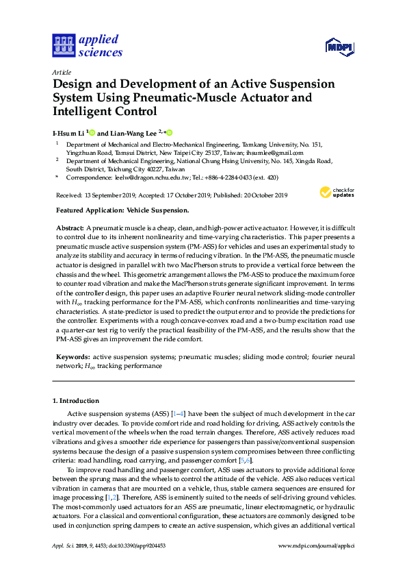 (PDF) Design and Development of an Active Suspension System Using ...