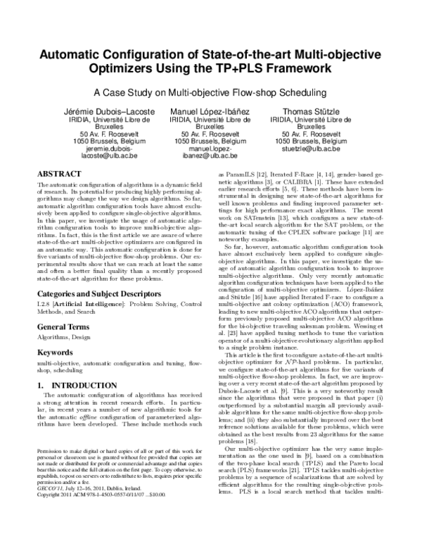 (PDF) Automatic configuration of state-of-the-art multi-objective ...