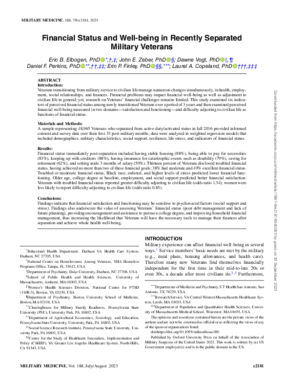 Curated visual reference: Pdf Financial Status And Well Being In Recently Separated Military Photo Inspiration
