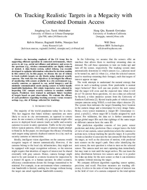 (PDF) On Tracking Realistic Targets in a Megacity with Contested Domain ...