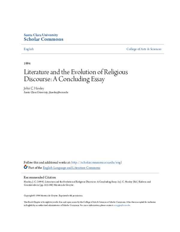 (PDF) Literature and the evolution of religious discourse: A concluding ...