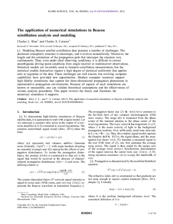 (PDF) The application of numerical simulations in Beacon scintillation ...