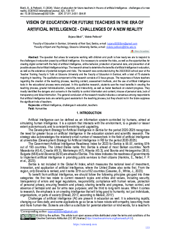 (PDF) Vision of Education for Future Teachers in the Era of Artificial ...
