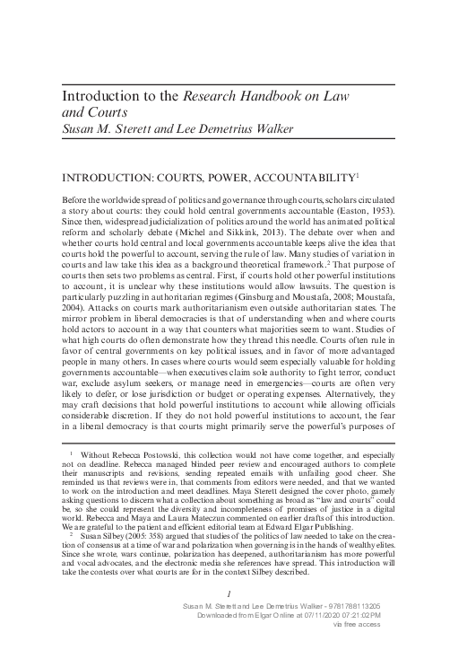 (PDF) Introduction to the Research Handbook on Law and Courts
