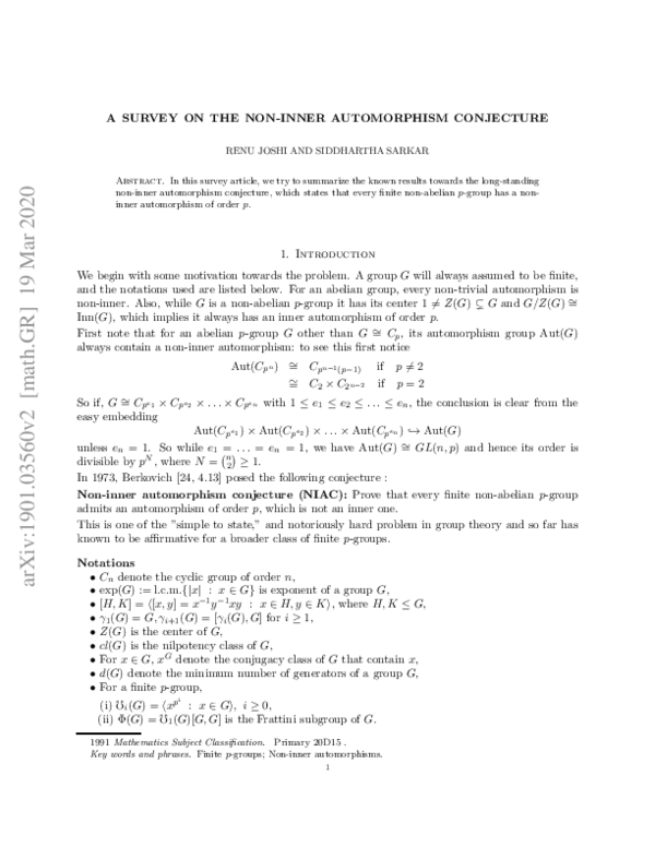(PDF) A short proof of existence of non-inner automorphism of order $p ...