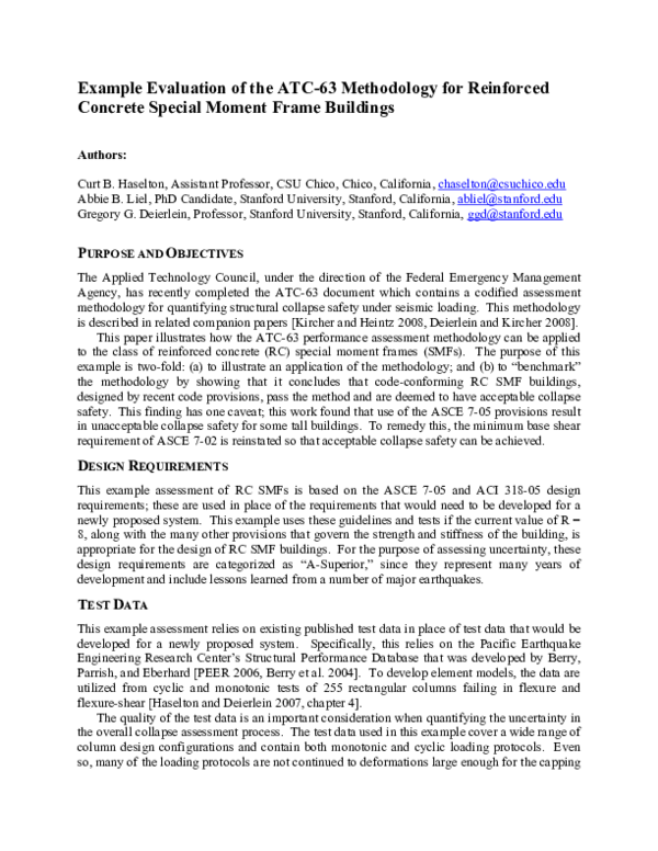 (PDF) Example Evaluation of the ATC-63 Methodology for Reinforced ...