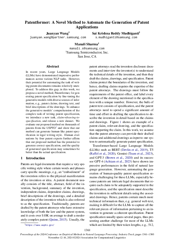 (PDF) Patentformer: A Novel Method to Automate the Generation of Patent ...