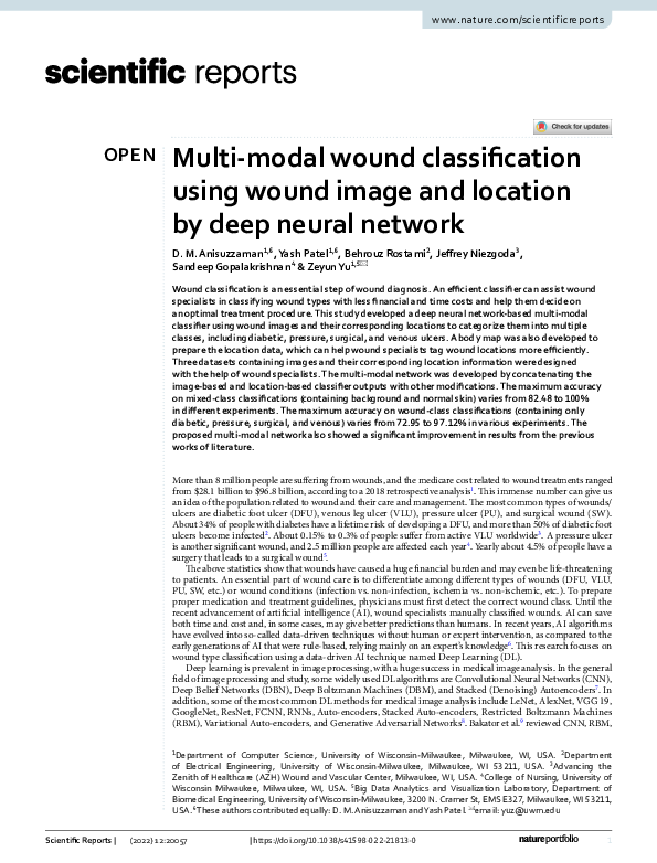 (PDF) Multi-modal wound classification using wound image and location ...