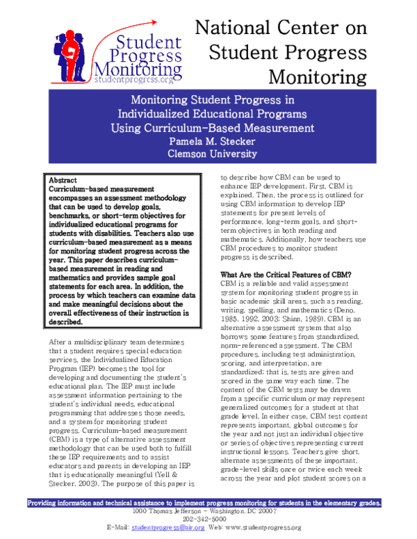 (PDF) Monitoring Student Progress in Individualized Educational ...