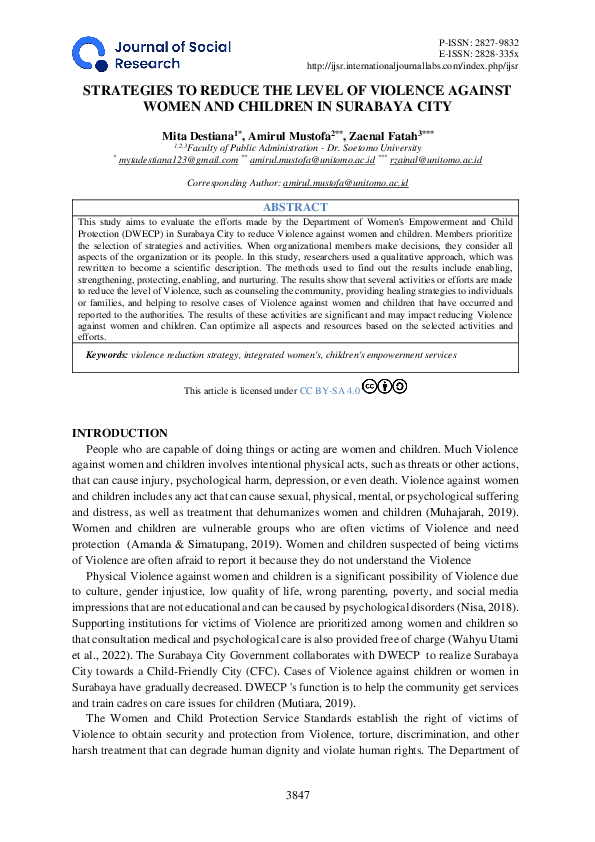 (PDF) Strategies to Reduce the Level of Violence Against Women and ...