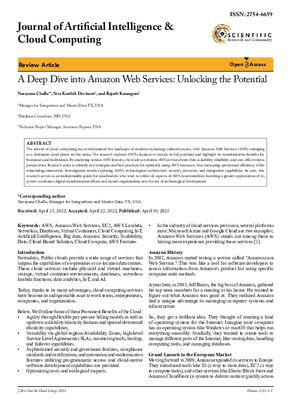 (PDF) A Deep Dive into Amazon Web Services: Unlocking the Potential