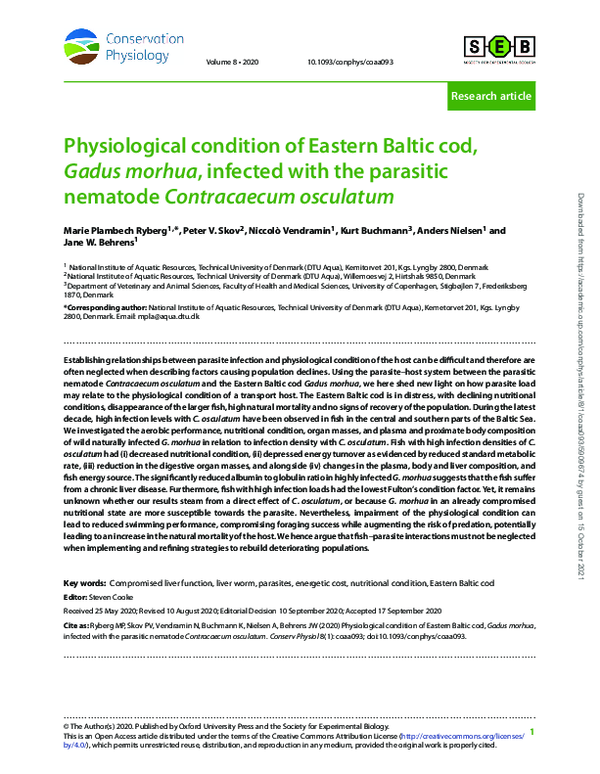 (PDF) Physiological condition of Eastern Baltic cod, Gadus morhua ...