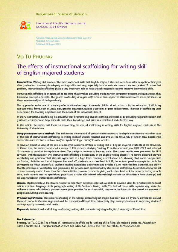(PDF) The effects of instructional scaffolding for writing skill of ...
