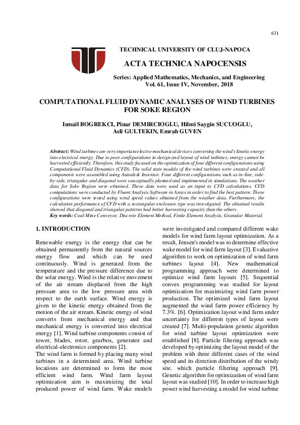 (PDF) Computational Fluid Dynamic Analyses of Wind Turbines for Soke Region