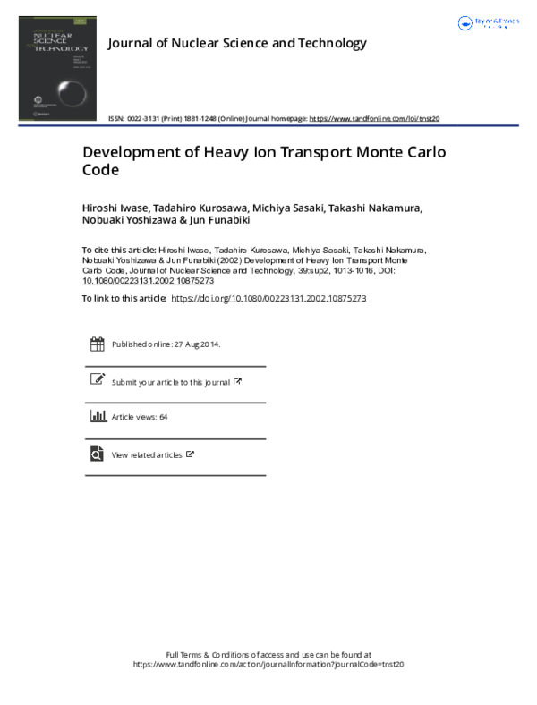 (PDF) Development of heavy ion transport Monte Carlo code