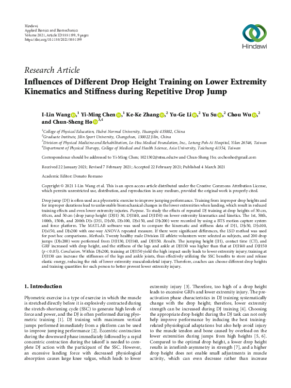 (PDF) Influences of Different Drop Height Training on Lower Extremity ...
