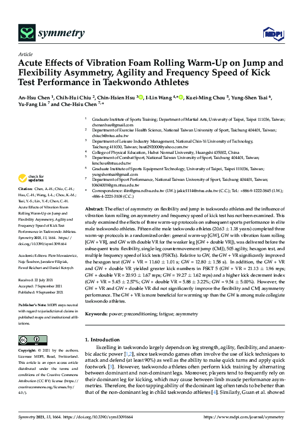 (PDF) Acute Effects of Vibration Foam Rolling Warm-Up on Jump and ...