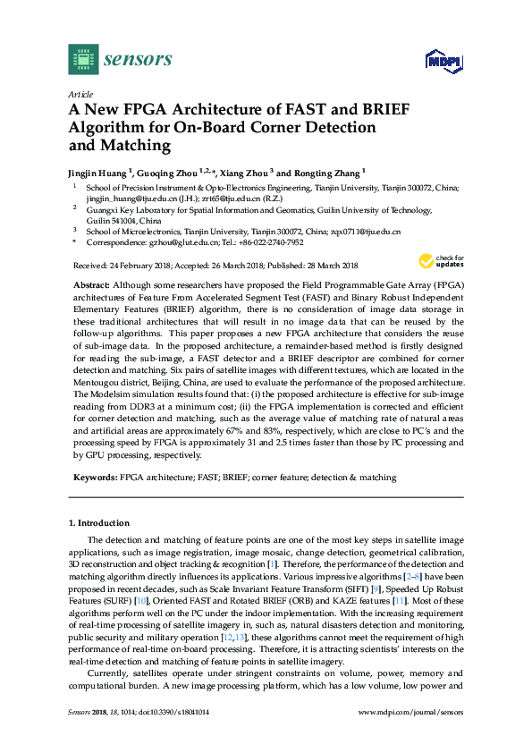 (PDF) A New FPGA Architecture of FAST and BRIEF Algorithm for On-Board ...