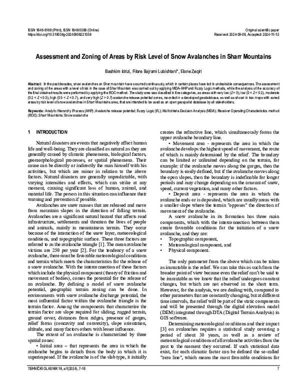 (PDF) Assessment and Zoning of Areas by Risk Level of Snow Avalanches ...
