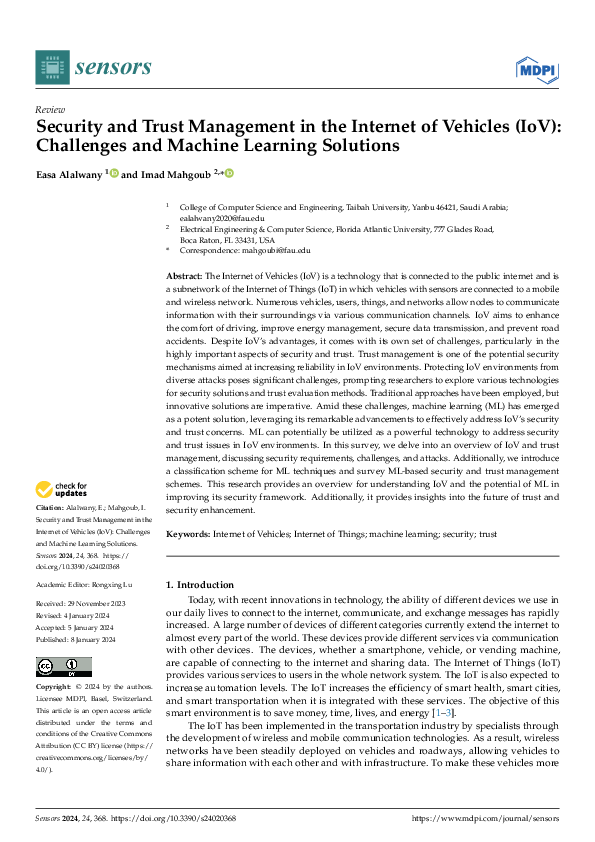 (PDF) Security and Trust Management in the Internet of Vehicles (IoV ...