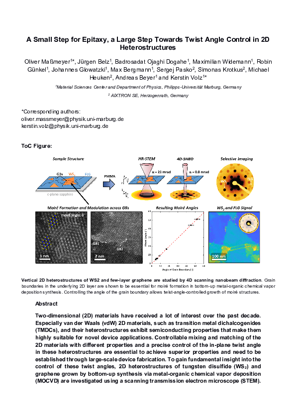 (PDF) A Small Step for Epitaxy, a Large Step Towards Twist Angle ...