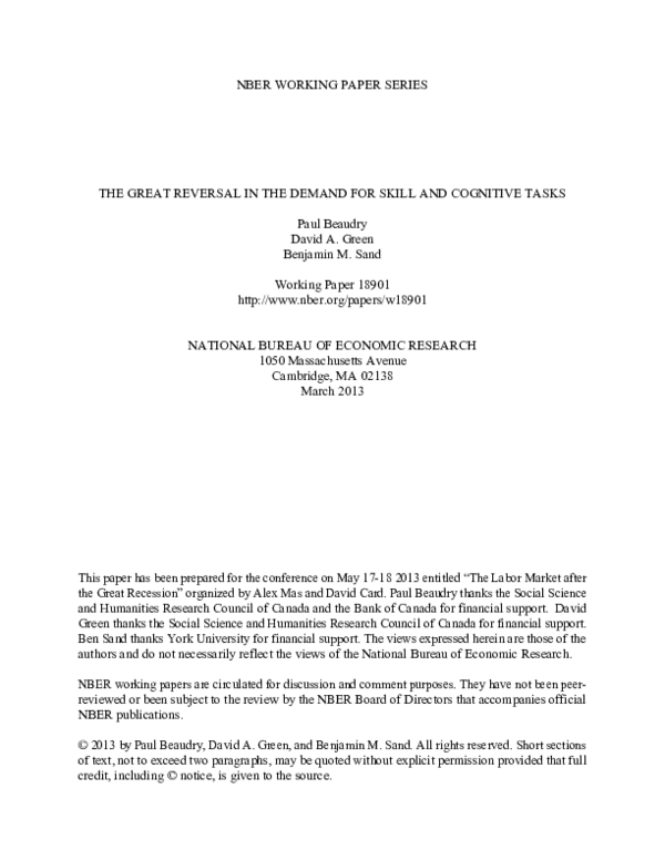 (PDF) The Great Reversal in the Demand for Skill and Cognitive Tasks