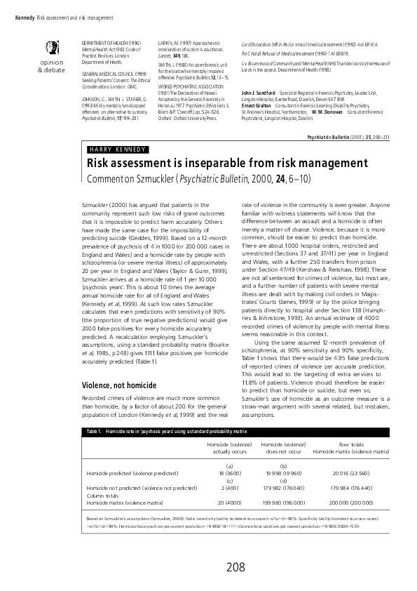 (PDF) Risk assessment is inseparable from risk management