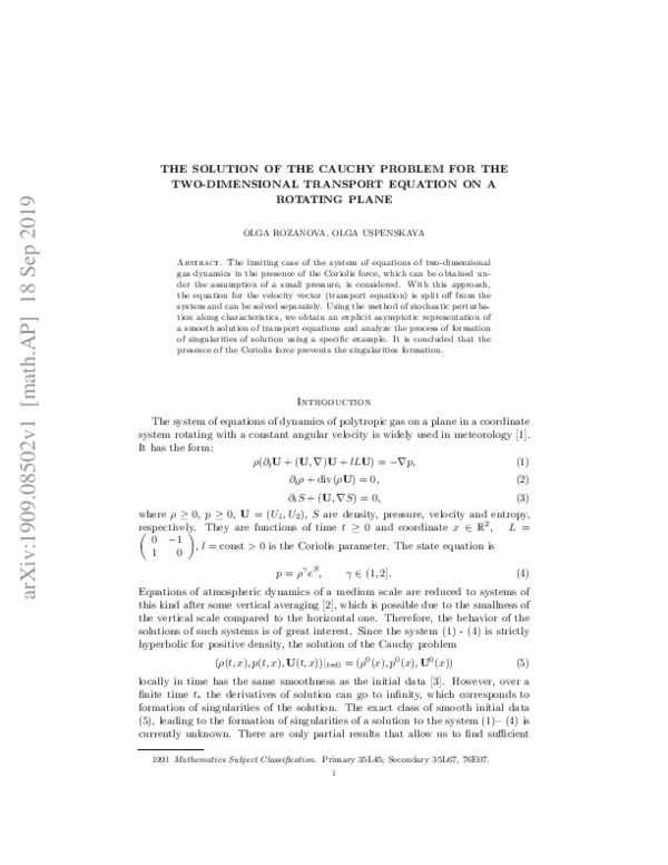 (PDF) The solution of the Cauchy problem for the two-dimensional ...