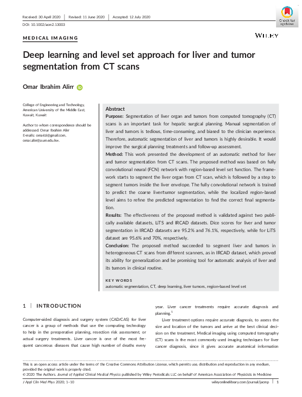 (PDF) Deep learning and level set approach for liver and tumor ...