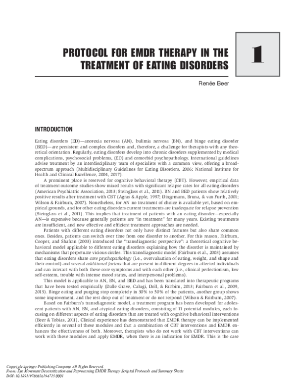 (PDF) Protocol for EMDR Therapy in the Treatment of Eating Disorders