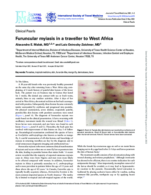 (PDF) Furuncular myiasis in a traveller to West Africa