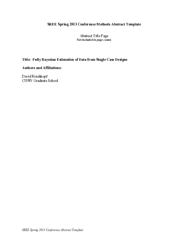 (PDF) Fully Bayesian Estimation of Data from Single Case Designs