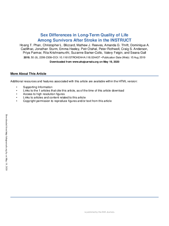 (PDF) Sex Differences in Long-Term Quality of Life Among Survivors ...