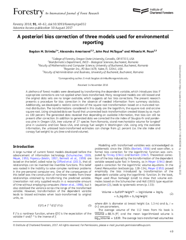 (PDF) A posteriori bias correction of three models used for ...