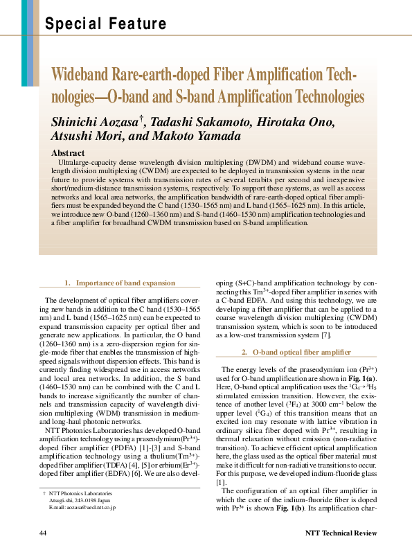 (PDF) Wideband Rare-earth-doped Fiber Amplification Technologies — O ...