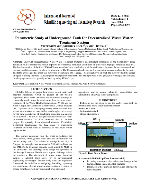 (PDF) Parametric Study of Underground Tank for Decentralized Waste ...