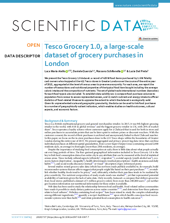 (PDF) Tesco Grocery 1.0, a large-scale dataset of grocery purchases in ...