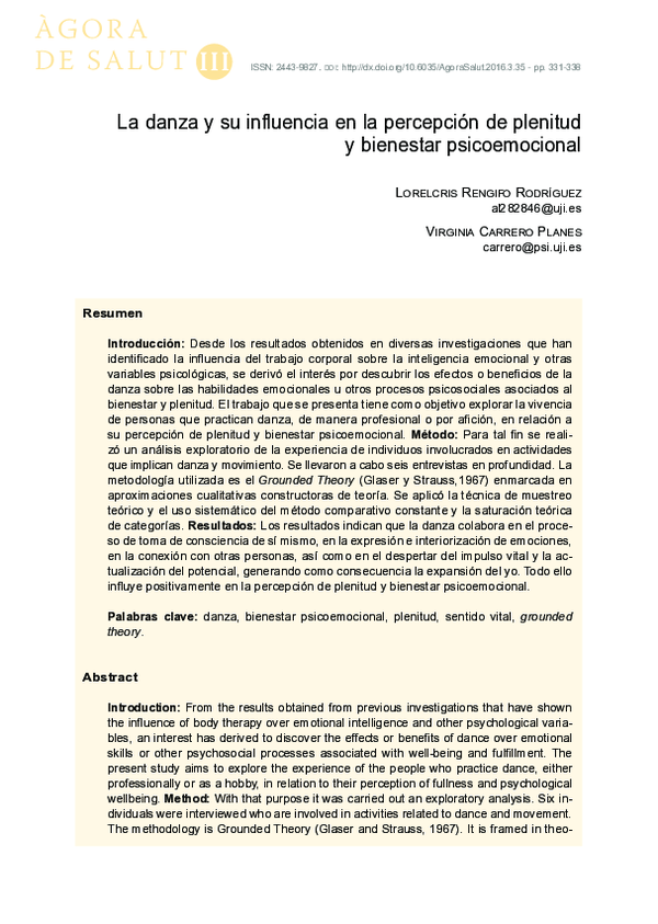 (PDF) La danza y su influencia en la percepción de plenitud y bienestar ...