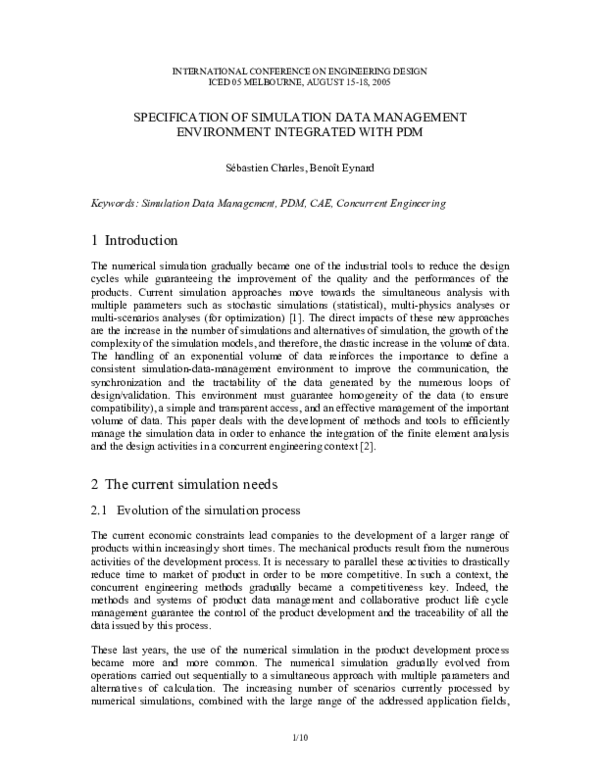 (PDF) Specification of Simulation Data Management Environment ...