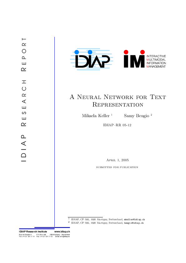 (PDF) A Neural Network for Text Representation