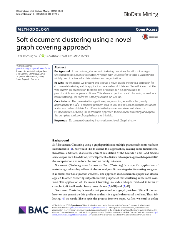 (PDF) Soft document clustering using a novel graph covering approach
