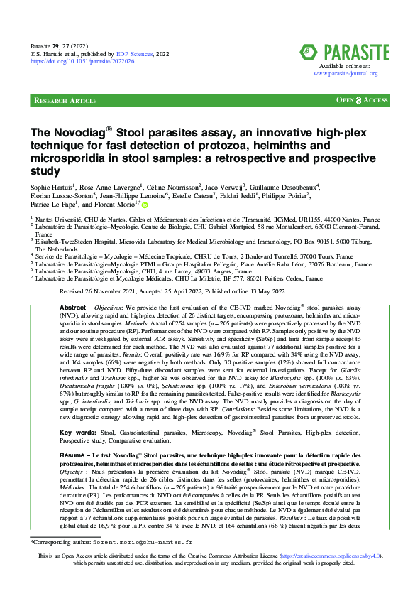 (PDF) The Novodiag® Stool parasites assay, an innovative high-plex ...