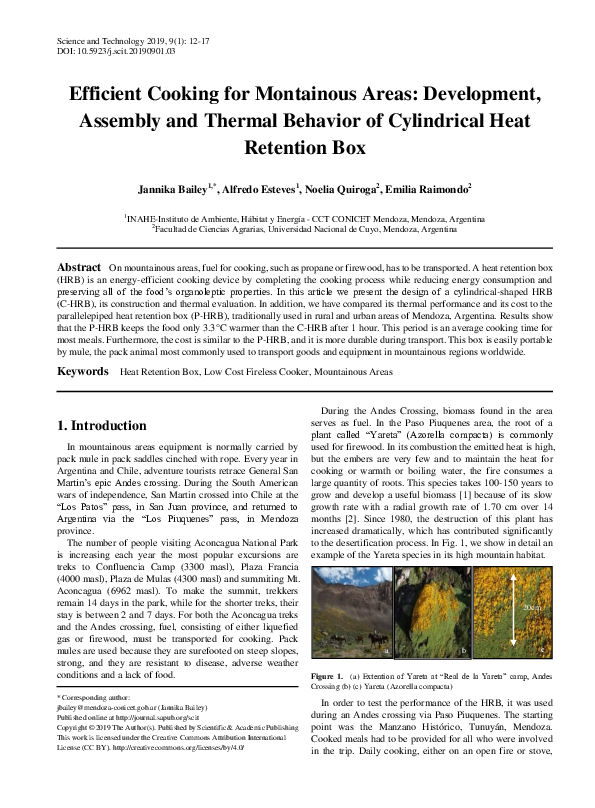 (PDF) Efficient Cooking for Montainous Areas: Development, Assembly and ...