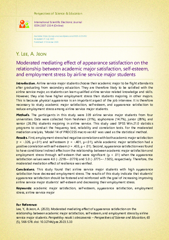 (PDF) Moderated mediating effect of appearance satisfaction on the ...