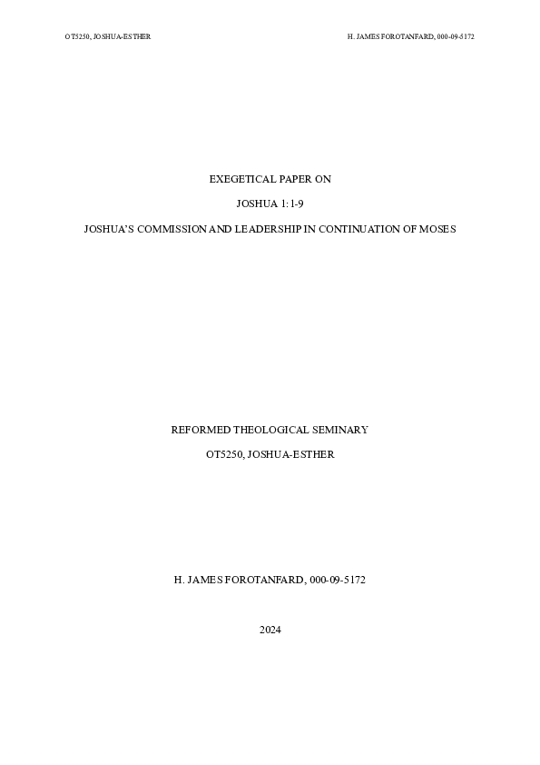 (PDF) EXEGETICAL PAPER Johsua 1:1-9